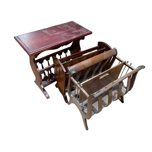 3 Vintage Wood Magazine Racks * One doubles as an end table