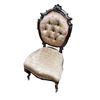 Image 1 : Victorian Rococo Revival Chair with Button Tufted Pink Floral Upholstery