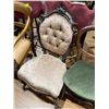 Image 2 : Victorian Rococo Revival Chair with Button Tufted Pink Floral Upholstery