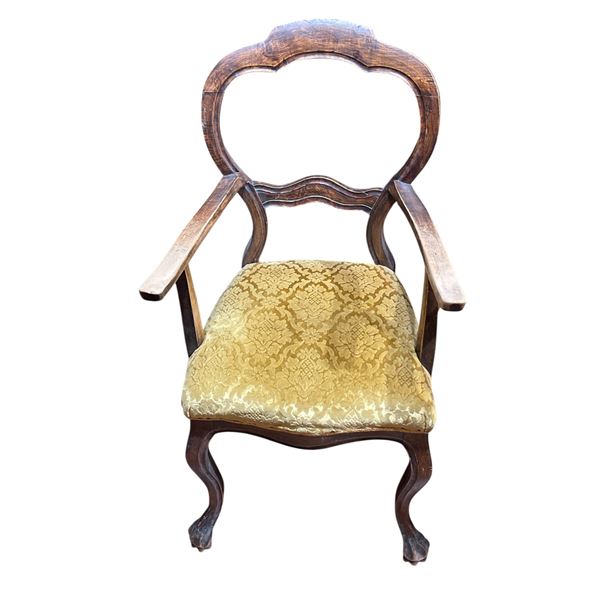 Louis XIV Style Wood Carver Chair with Modern Upholstery Seat
