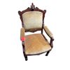 Image 1 : Renaissance Revival Mahogany Gentlemen's Chair - Reupholstered with Gold Velveteen Upholstery