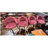 Image 1 : 4 Retro Swivel Bar Stool with Rose Pink Velvet Upholstery