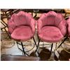 Image 3 : 4 Retro Swivel Bar Stool with Rose Pink Velvet Upholstery