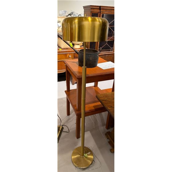 Mid-Century Golden Metal Floor Lamp with 14" Drum Shade