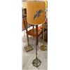 Image 1 : Antique Brass Floor Lamp with Shade (Shade has damage)