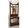 Image 1 : Vintage Wood Hall Stand with Mirror (13" x 30" x 78" tall)