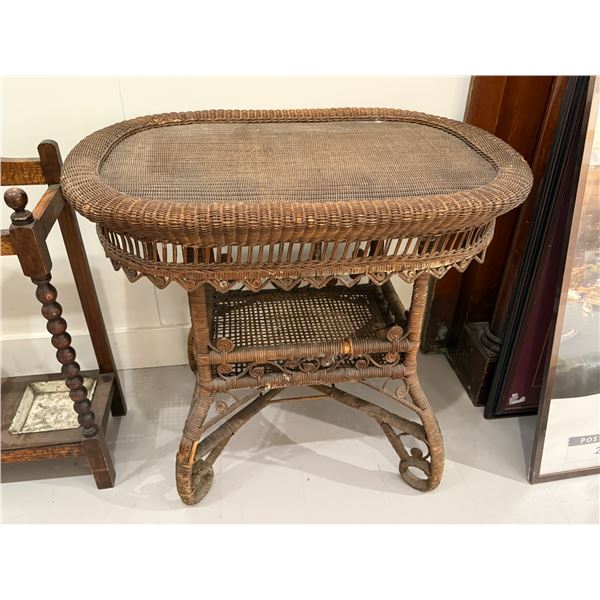 Vintage Wicker Greenhouse Table (24" x 34" x 30" tall)