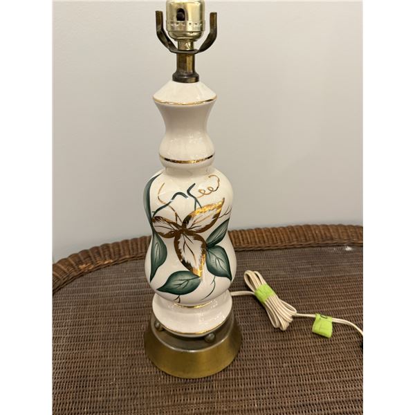 Porcelain Table Lamp Base & Metal Vase (Vase is 10" tall x 10" diameter)