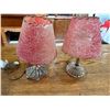 Image 1 : 1 Glass & 1 Brass 12" Boudoir Lamps