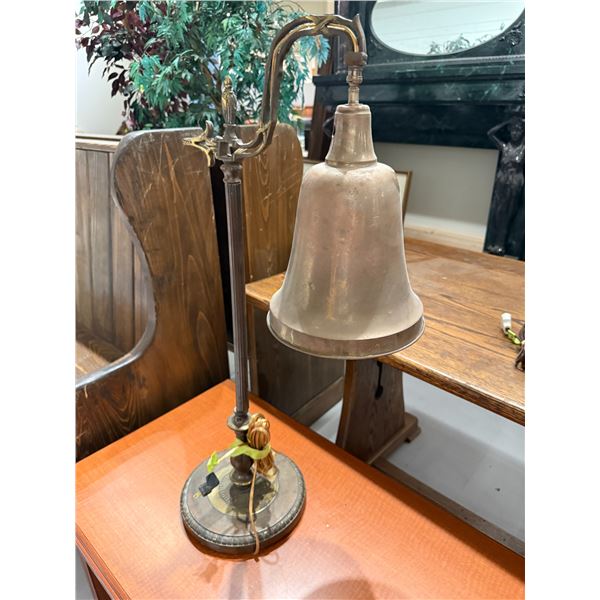 Brass Table Lamp with Large Brass Bell Shade (33" tall)