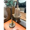 Image 1 : Brass Table Lamp with Large Brass Bell Shade (33" tall)