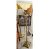 Image 1 : Antique Brass & Marble Torchier Floor Lamp with Glass Shade (shade may be a mismatch)