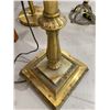 Image 3 : Antique Brass & Marble Torchier Floor Lamp with Glass Shade (shade may be a mismatch)