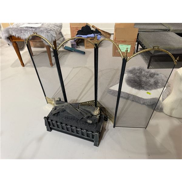 Fire Screen and Electric Fireplace Insert with Remote Control