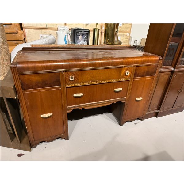 Art Deco Waterfall Veneer Sideboard with Decorative Crystalate Handles (19" x 59" x 38' tall)  one d