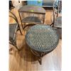Image 2 : 4 Piece Lot of Rattan Greenhouse Furniture (24" Glass Topped Table, 2 chairs and a half-moon shelf)