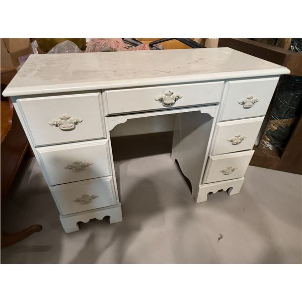 Wood Desk Painted White (18" x 42" x 31"tall)