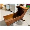 Image 2 : 19th Century Pine Bonnet Top Rocking Baby Cradle (34" long x 27" tall * rockers are 28" wide)