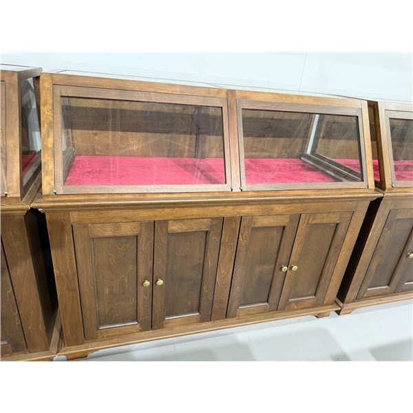 Floor Standing Showcase with Slant Front & 4 Door Storage in the Base (25" D x 57' W x 47" H)