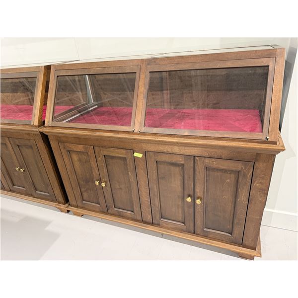 Floor Standing Showcase with Slant Front & 4 Door Storage in the Base (25" D x 57' W x 47" H)