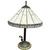 Image 1 : Vintage Tiffany Style Stained Glass Table Lamp (24" tall with an 18" diameter shade)