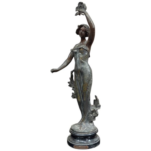 Bronze Patinated "Eglantine" Statue * Replica of Auguste Moreau Design (21" tall)