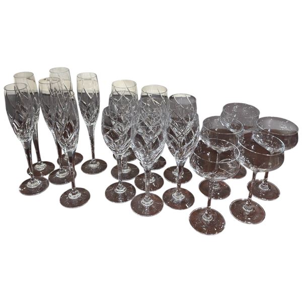 14 Mikasa Olympus Crystal Wine Glasses & Flutes plus 5 Other Wine Glasses