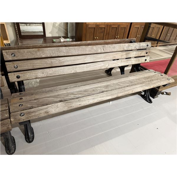 Wood Slat Garden Bench with Black Aluminum Frame * 6 Feet Long