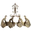 Image 1 : 4 Brass Peacock Wall Hooks & 1 Picture Easel