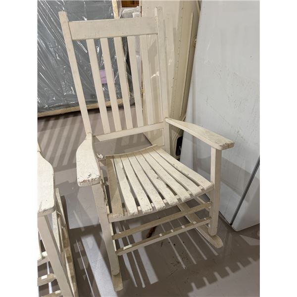 Wood High Back Porch Rocker Painted White