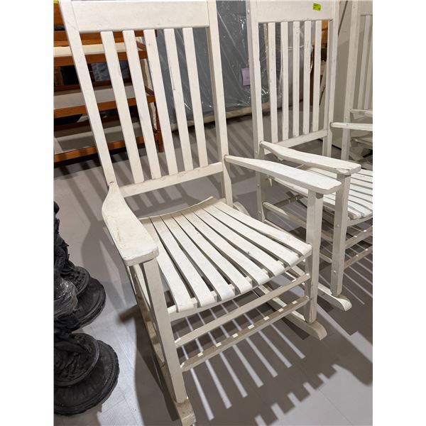 Wood High Back Porch Rocker Painted White
