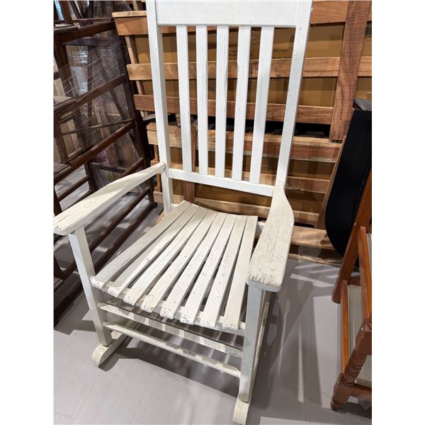 Wood High Back Porch Rocker Painted White