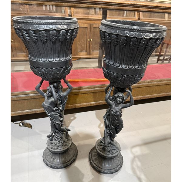 Pair of Sturdy Patio Plant Stands * Moulded Resin Plant (each measures 36" tall x 11" diameter)