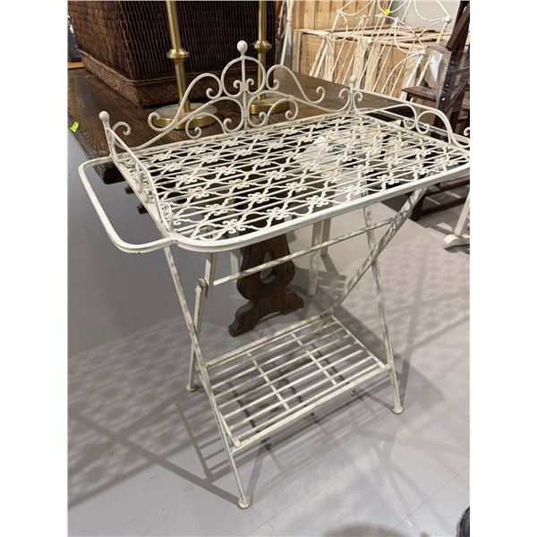 Vintage Metal Plant Stand * Folds for storage (18" x 32" x 34" tall)
