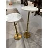 Image 1 : Pair of Marble Topped Adjustable Height Wine Tables (10" diameter)