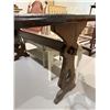Image 2 : Vintage Oak Trestle Table * Heavy Duty Work Surface (Top of table measures: 2" thick x 39" wide x  6