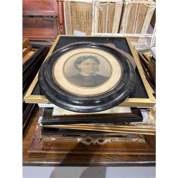 Stack of Assorted Picture Frames * Wide range of sizes, materials, and eras * Majority are empty