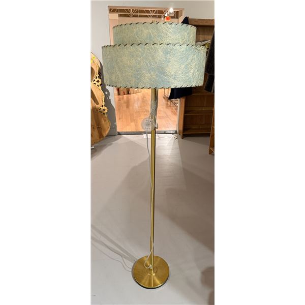 Modern Gold Tone Floor Lamp with Vintage Shade