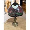 Image 1 : Rose Patterned Stained Glass Table Lamp (16" tall with a 9" diameter shade)