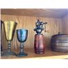 Image 4 : Group of : Mantle Clock, Goblets, Tobacco Jar, Grinder and Vintage Bookends