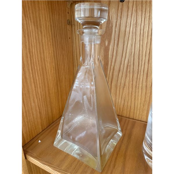 Heavy Geometric Cystal Decanter (11" tall on a 5.5" x 5.5" base)