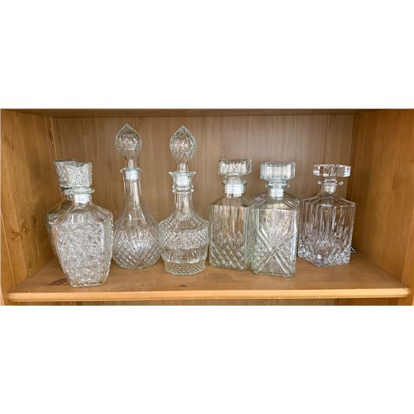 8 Vintage Pressed Glass Liquor Decanters