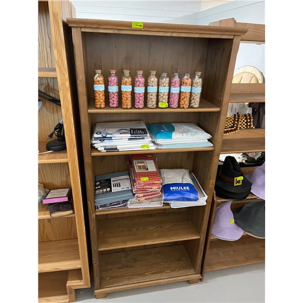 Wood Bookcase/Display Shelf  * Adjustable Shelves(12" x 32" x 76" tall) Contents not included