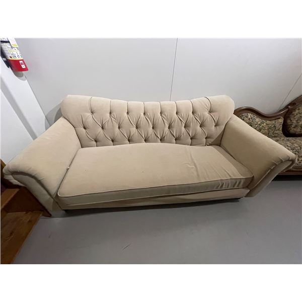 Beige Microfibre Button  Tufted Sofa * 84" long * Gently Used