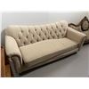 Image 2 : Beige Microfibre Button  Tufted Sofa * 84" long * Gently Used