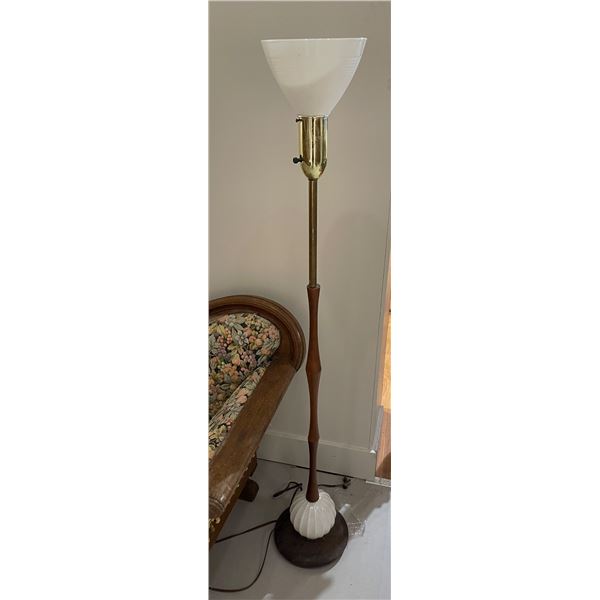 Mid-Century Torchiere Lamp with Milk Glass Shade