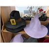 Image 2 : 3 Felt Pilgram Hats and 3 Knitted Packable Wizard/Witch Hats