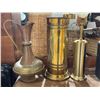 Image 1 : Brass Plated Toilet Brush Set, Brass Umbrella Stand, and Large Brass Pitcher
