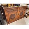 Image 1 : Edwardian Style Compact Sideboard with Carved Floral Door Panels (16" x 53" x 39" tall at the back)