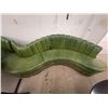 Image 1 : 8' Long Vintage Curved Green Leatherette Banquete Bench - Upholstery needs a little love